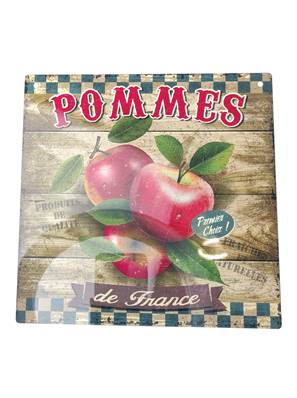 Plaque alu 19x19cm pommes