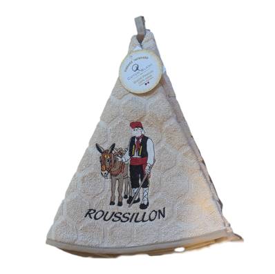Essuie mains rond H logo beige Roussillon