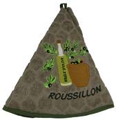 Essuie mains rond bouteille d'huile d'olive taupe Roussillon