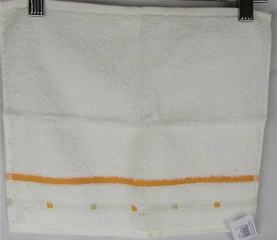 Carré éponge 30x30 blanc 550gr/m2 1 rayure orange