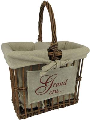 Panier osier pour 2 bouteilles "grand cru"