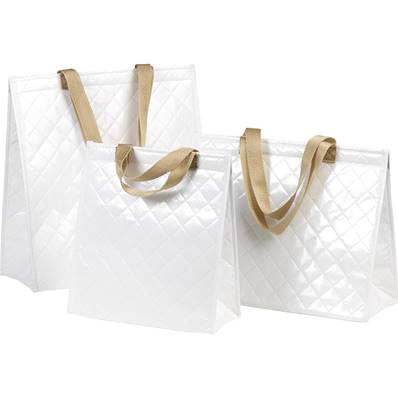 Sac moyen isotherme rectangle blanc 2 anses nylon/fermeture scratch