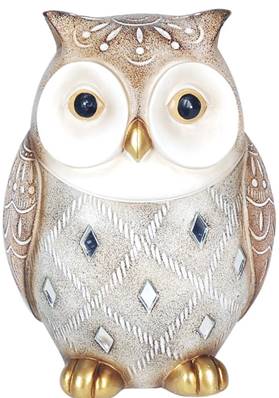 Hibou résine blanc 15cm