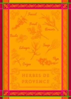 Torchon Herbier Orange Vert 50x70cm