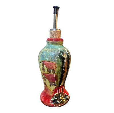 Bouteille huile vinaigre Ceramique village