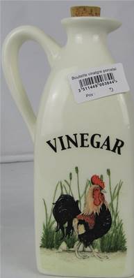 Bouteille vinaigre porcelaine poule "vinegar"