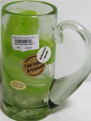 Chope verre artisanal vert