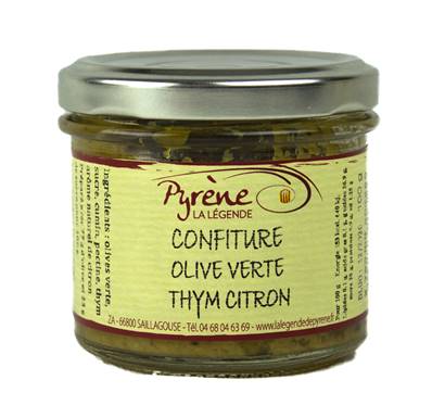 Confiture d'olives vertes thym citron