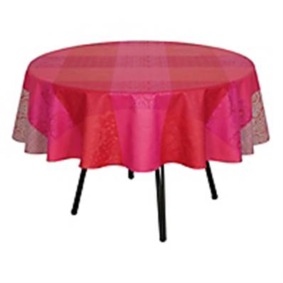 Nappe ronde "Fleurs de Kyoto" - coton -coloris cerise