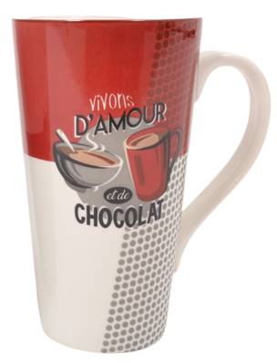 Mug XL rouge thé là ou thé pas là