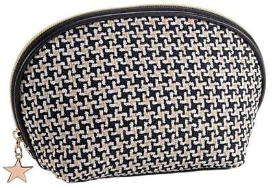 Trousse de toilette en tissu pied de poule noir