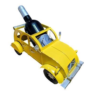2CV jaune support de bouteille métal 32x15x15cm