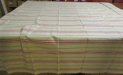 Nappe 150x150 rayures beige/rouge