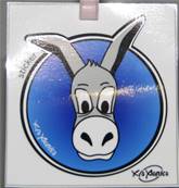 Sticker rond bleu âne