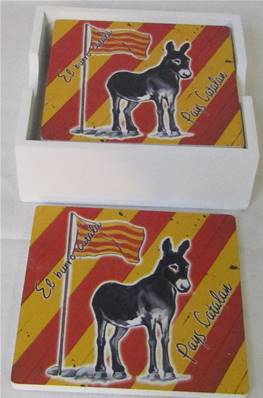 Boite + 6 dessous verres Pays Catalan burro catalan
