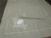 Nappe 160x160 Versailles ivoire + 6 serviettes