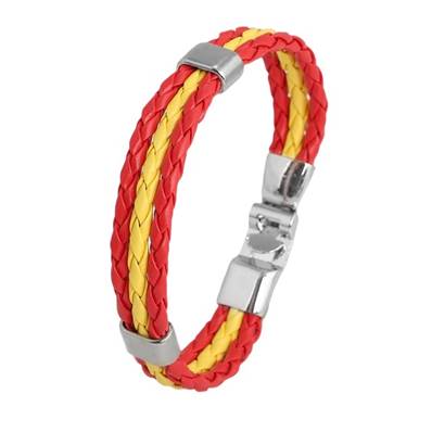 Bracelet rouge et jaune en cuir