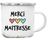Mug métal merci maîtresse 3 coeurs