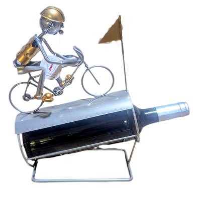 Cycliste sur bouteille bicolore support de bouteille métal