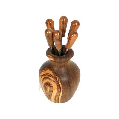Vase + 6 piques bois d'olivier