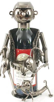 Chasseur chien gris support de bouteille métal