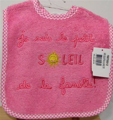 Bavoir petit soleil rose