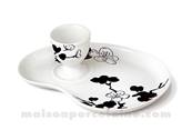 Coquetier plateau porcelaine décor noir 19X14