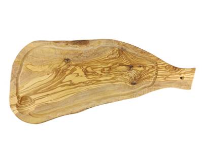Planche à viande bois d'olivier rustique 50cm avec manche