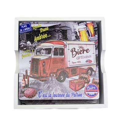 Boite + 6 dessous verres Biere camion