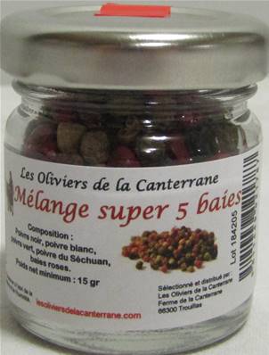 Poivre mélange Super 5 baies pot 40ml environ 15gr