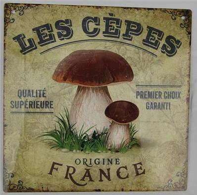 Plaque alu 19x19cm cèpes