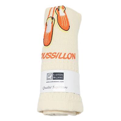 Torchon anneau uni brodé espadrille Roussillon ecru