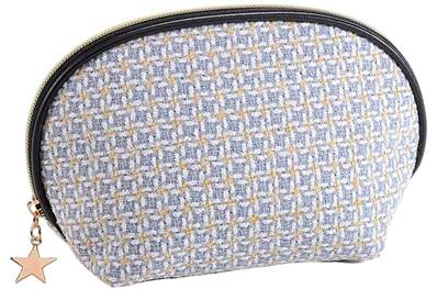 Trousse de toilette en tissu pied de poule bleu