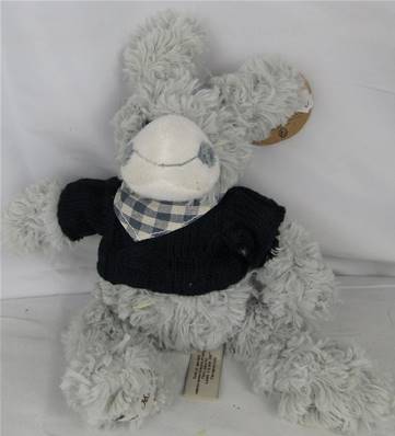 Peluche âne gris pull marine