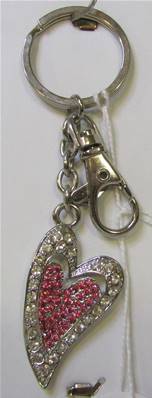 Porte clé coeur strass rose