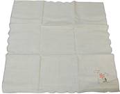 Serviette coton fin écru brodées 1 fleur linge ancien