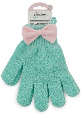 Gants exfoliants vert menthe noeud rose lot de 2