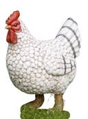 Poule noir et blanc 20cm décoration de jardin