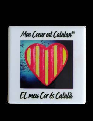 Grand magnet carrelage Mon coeur est Catalan