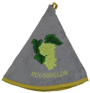 Essuie mains rond raisin blanc gris Roussillon