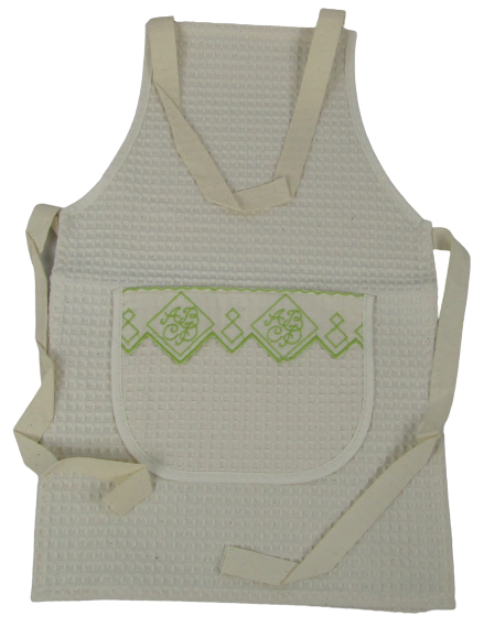 Tablier enfant monogramme anis nid d'abeille