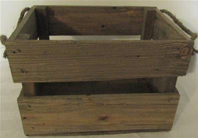 Caisse bois pommes anses corde