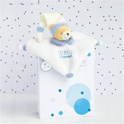 Mini doudou ours bleu