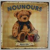Plaque alu 19x19cm nounours