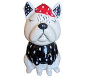 Chien déco bulldog casquette rouge 8,7x7,3x12,5cm
