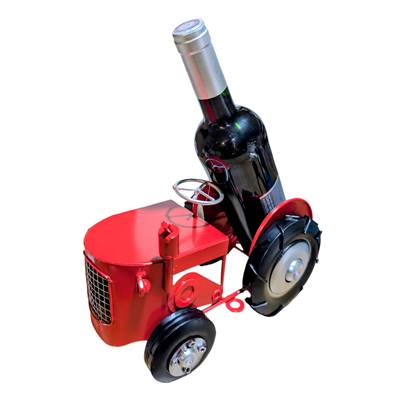 Tracteur Rouge support de bouteille métal 26x18x19 cm