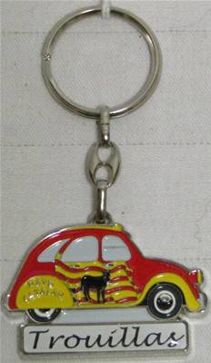 Porte clé 2CV rouge/jaune Trouillas