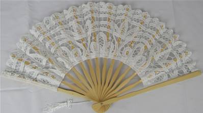 Eventail dentelle blanc 22cm