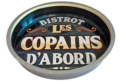 PLATEAU METAL "BISTROT LES COPAINS..."