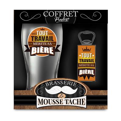 COFFRET VERRE BIERE "TOUT TRAVAIL"